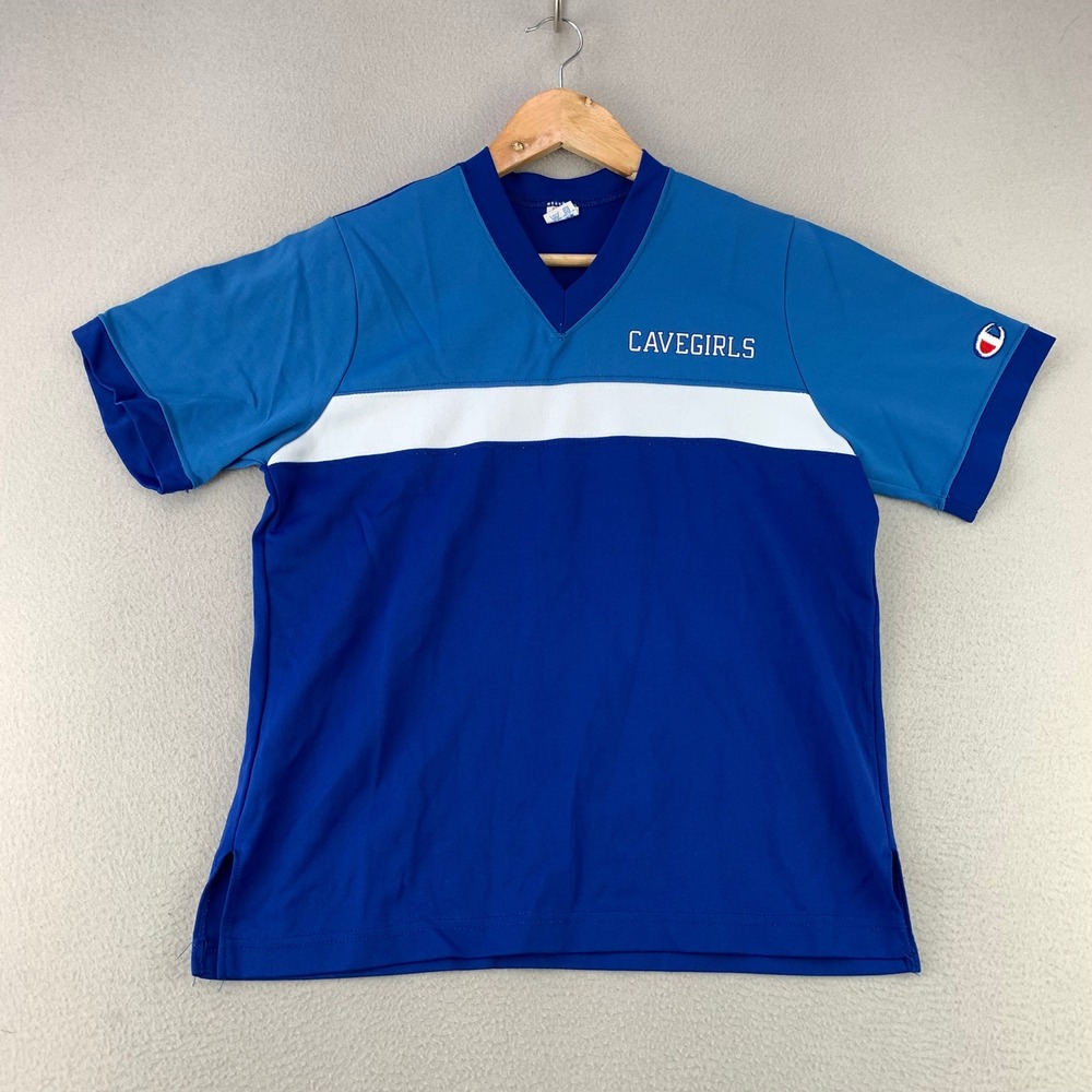 Vintage 70s Champion Warm-Up Top Womens M Blue Basketball Jersey Shirt Nylon USA